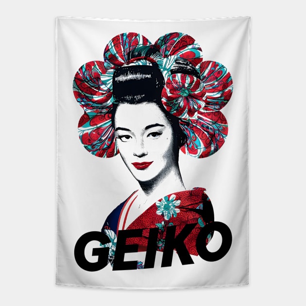 geiko - Japanese geisha girl vintage Tapestry by Ravenglow