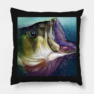 Largemouth Bass Head Painting Pillow