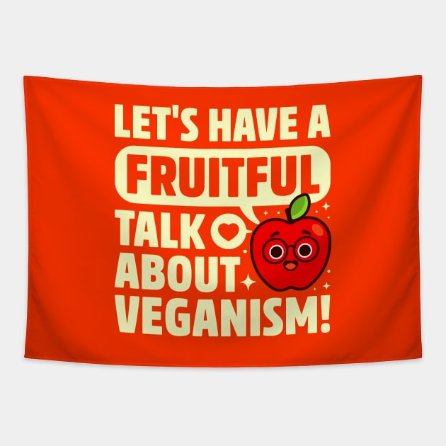 Fruitful Talk About Veganism - Fruit Pun - Cute Apple Tapestry by Gudland