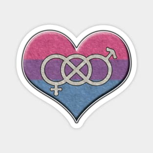 Large Bisexual Pride Flag Colored Heart with Gender Knot Symbol Magnet