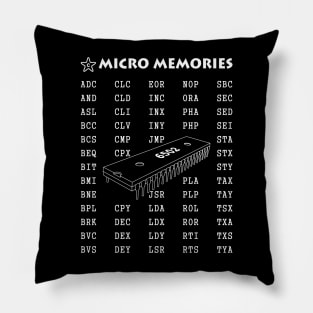 Programmer's T-Shirt - 6502 - Micro Memories (White Text) Pillow