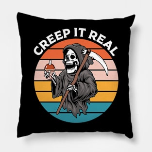 "Creep It Real" Funny Grim Reaper Pillow