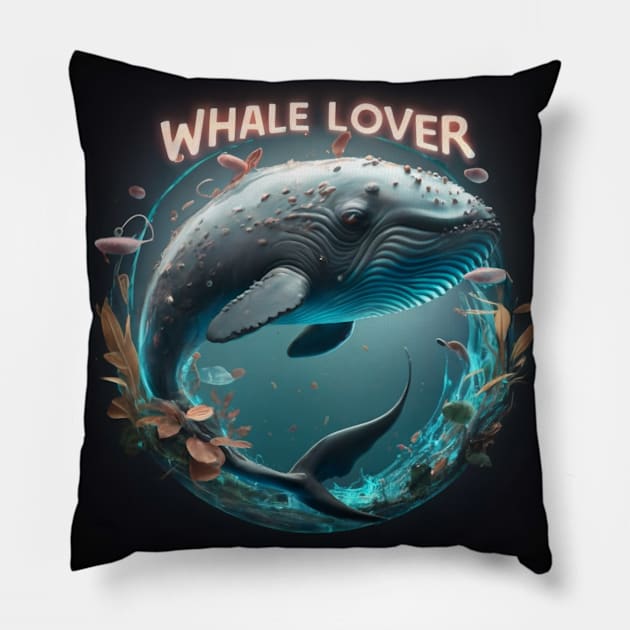 Wonderful whale art for whale lover Pillow by Spaceboyishere