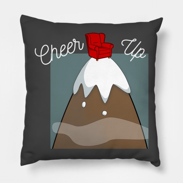 Cheer Up Chair Up on Mountain Top Pun Pillow by MisterBigfoot