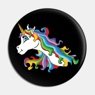 Colourful unicorn with rainbow coloured mane Pin