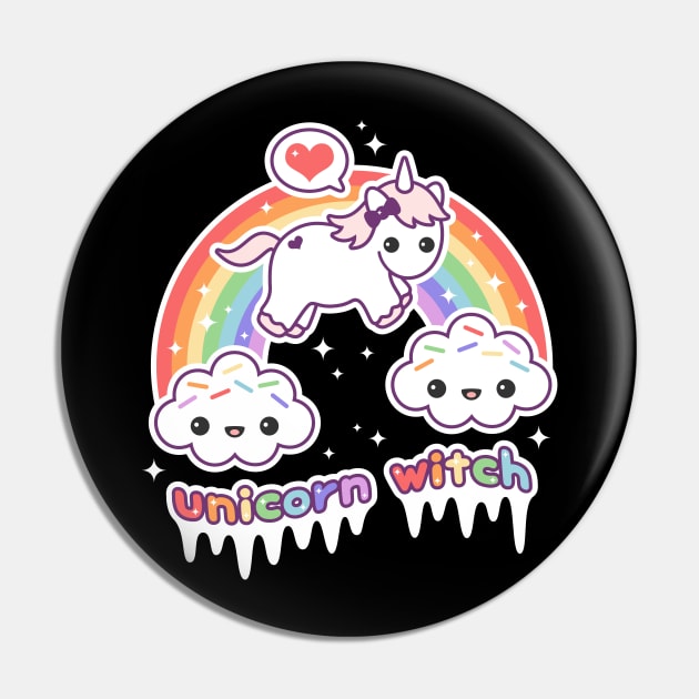 Kawaii Unicorn Witch Pin by sugarhai