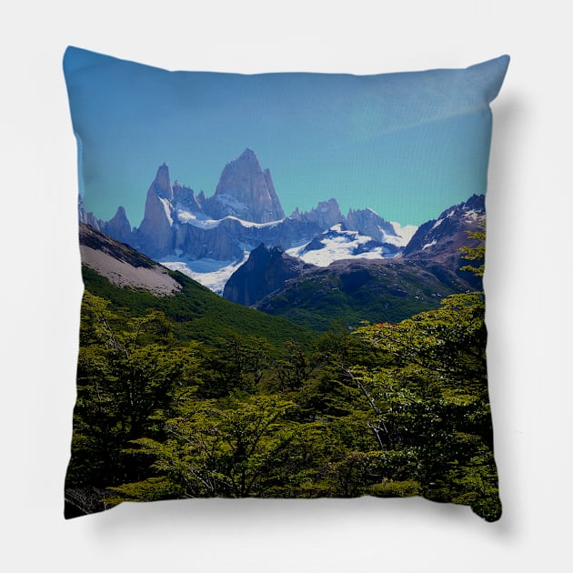 Mount Fitz Roy late afternoon Pillow by stevepaint