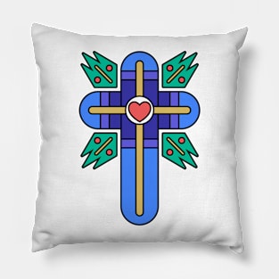 Christian cross and abstract design elements Pillow