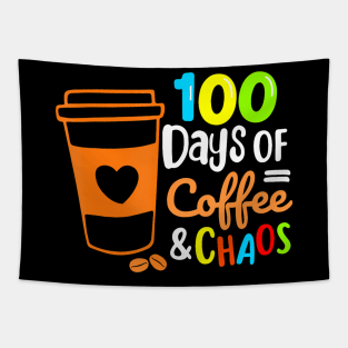 100 Days Of Coffee Chaos Happy 100Th Day School Teacher Tapestry