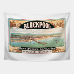 Vintage British Travel Poster: Blackpool via the Midland Railway Tapestry