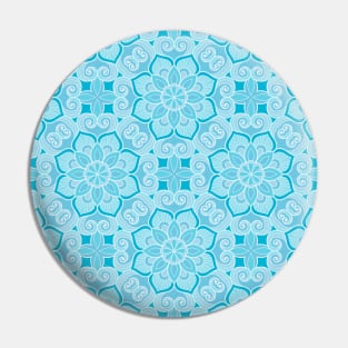 Ornamental floral mandala blue #2 Pin