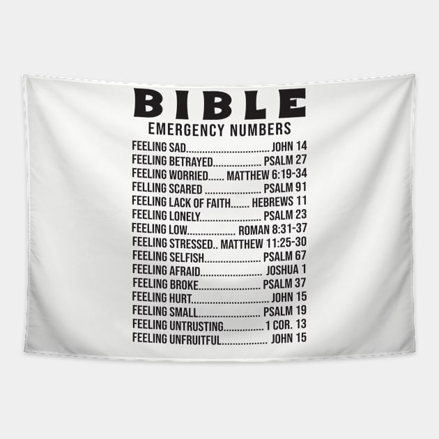 Bible Emergency Numbers Tapestry by ChristianLifeApparel