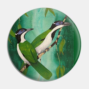 Blue-Faced Honeyeaters - bird painting, bird art Pin