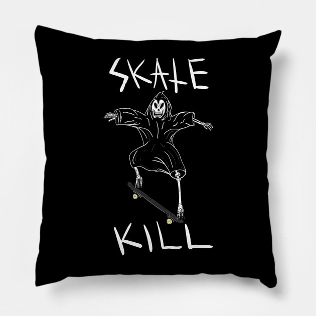 Skate and Kill - Grimm the Reaper Pillow by Vortexspace