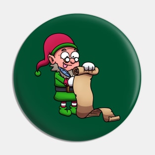 Christmas Elf Checking Christmas List Pin