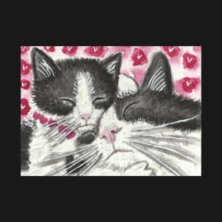 Mother and baby cat painting T-Shirt