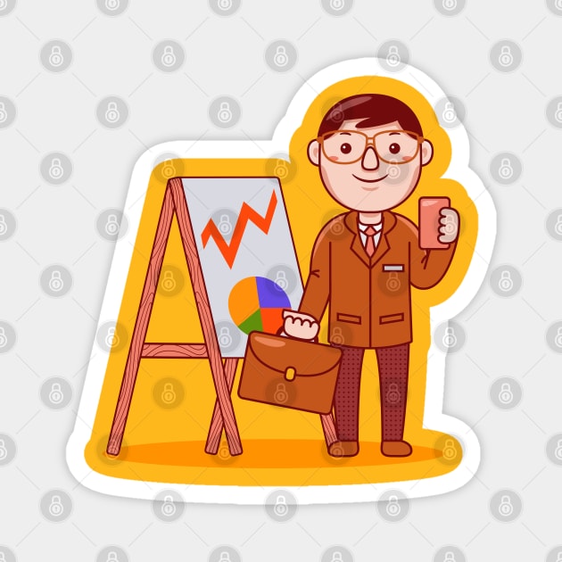 Cute Businessman Cartoon Magnet by MEDZ