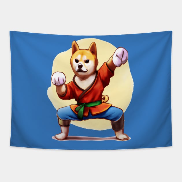 Kung Fu Shiba Inu Tapestry by Bee's Pickled Art