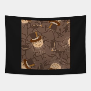 Sir Pumpkin and the Spooky Forest Brown Tapestry