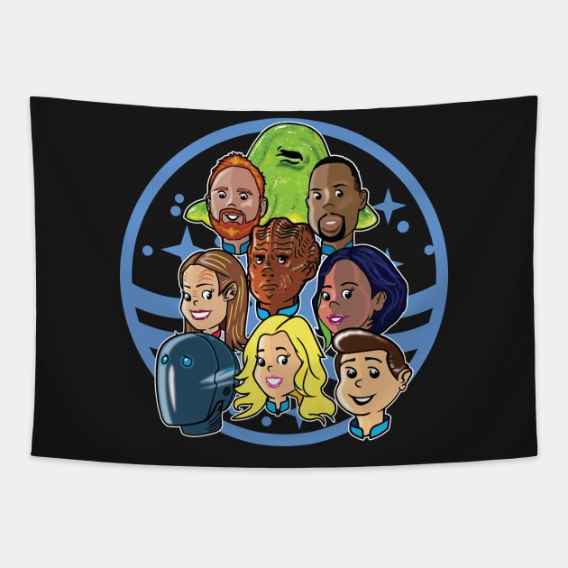 USS ORVILLE CREW CHRISTMAS TREE Tapestry by KARMADESIGNER T-SHIRT SHOP