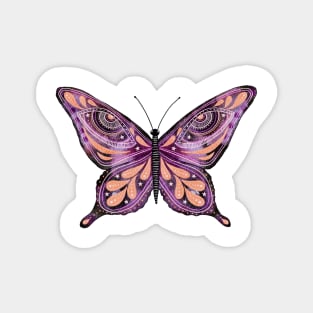 Spooky Watercolor Butterfly in Orange and Purple Magnet