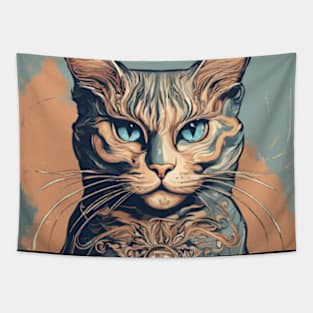 majestic colorful cat protrait Tapestry