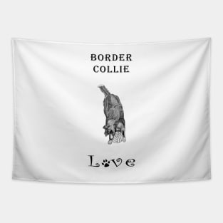 Border Collie Love - Pencil Drawing of Border Collie Tapestry