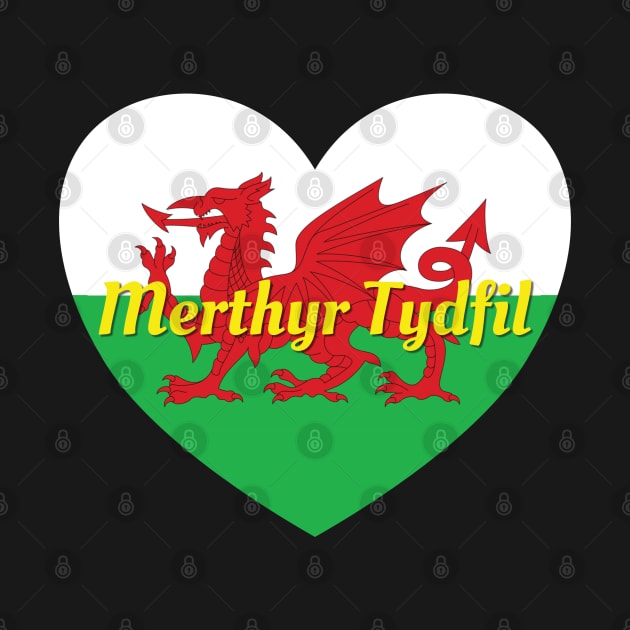 Merthyr Tydfil Wales UK Wales Flag Heart by DPattonPD