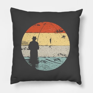 Vintage Retro Look Angler Fly Fishing Gift Pillow