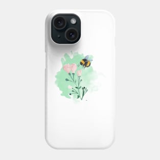 Beautiful Watercolor Bumble Bee and Flowers Phone Case