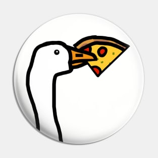 Portrait of a Gaming Goose Stealing Pizza Pin