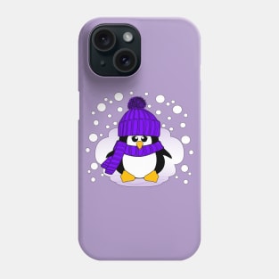 Christmas Penguin with Purple Hat and Scarf Phone Case