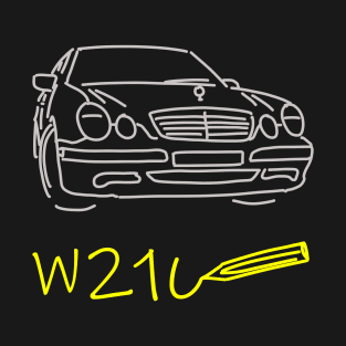 Mercedes W210 front simple sketch grey yellow T-Shirt