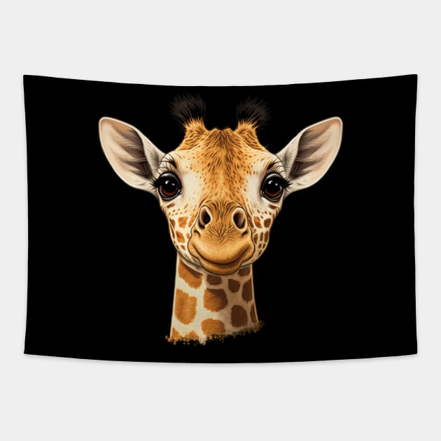 Cute Giraffe Portrait Tapestry by UnrealArtDude