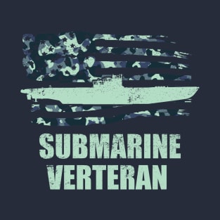 Submarine Veteran American flag camo Submariner T-Shirt