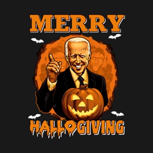 Merry Hallogiving Joe Biden Halloween Thanksgiving T-Shirt