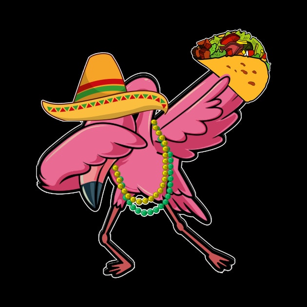 Funny Flamingo Dabbing Taco Cinco De Mayo by danielsho90