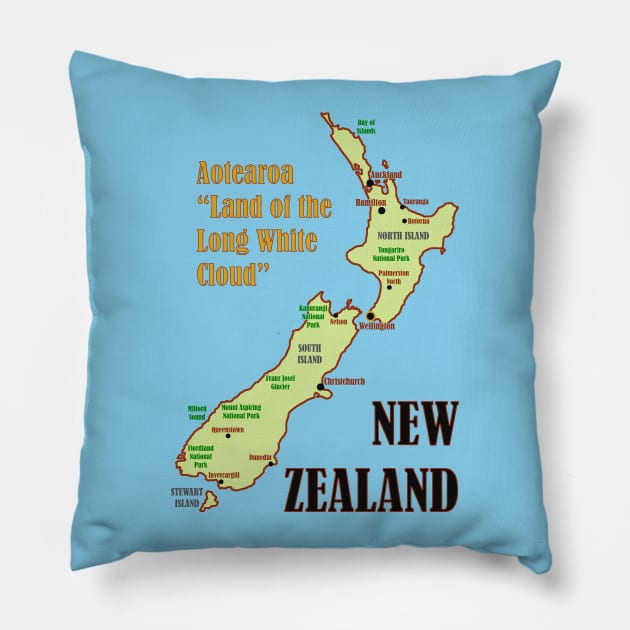 New Zealand Map Pillow by Pr0metheus