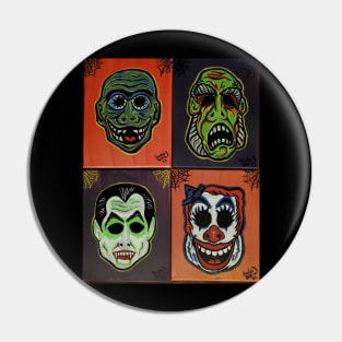 Ben Cooper style retro monster mask collage Pin