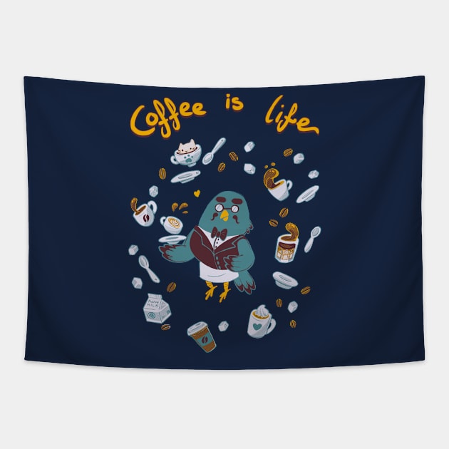 Coffee is Life Tapestry by TheTeenosaur