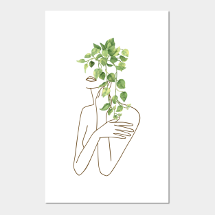 woman line drawing print