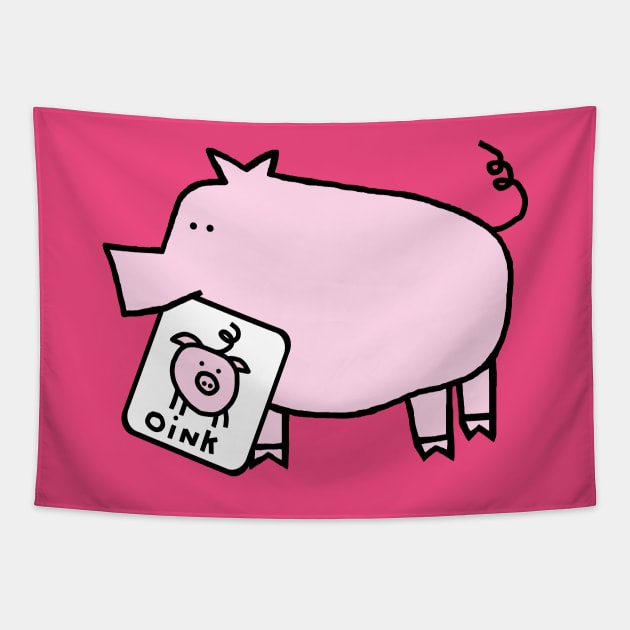 Cute Pig Self Portrait Tapestry by ellenhenryart