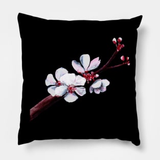 Cherry Blossom Flowers Watercolor Painting Pillow