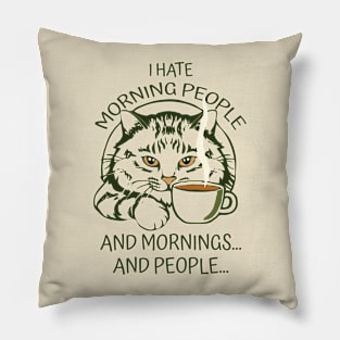 coffee cat slogan funny Pillow