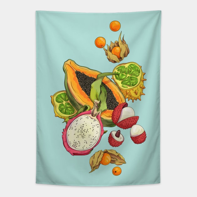 Papaya Party Tapestry by Victoria Hamre