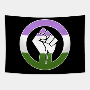 Black Lives Matter Fist Circled LGBTQ Flag Genderqueer Tapestry