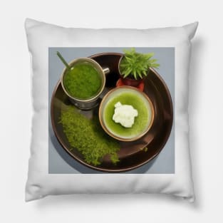 Matcha Green Tea Herbs Japanese Pillow