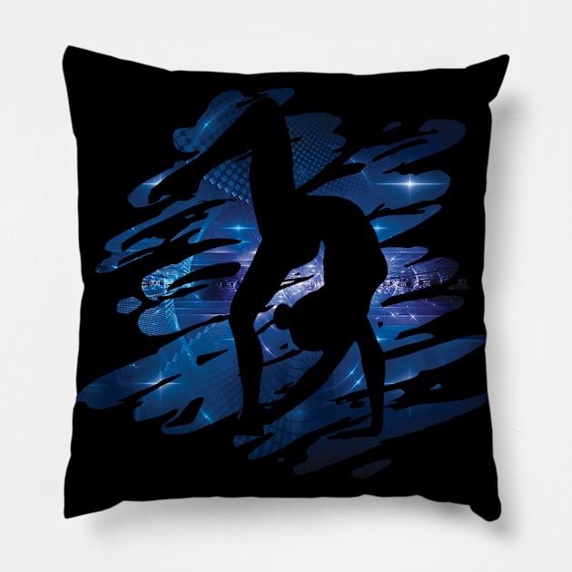 Yoga lover bridge - brush strokes background (blue tech) - ballet, dance, gymnastics - ballerina, dancer, gymnast Pillow by Vane22april