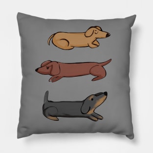 Three Dachshunds Pillow
