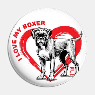 I Love My Boxer - I Love my dog - Balanced dog Pin